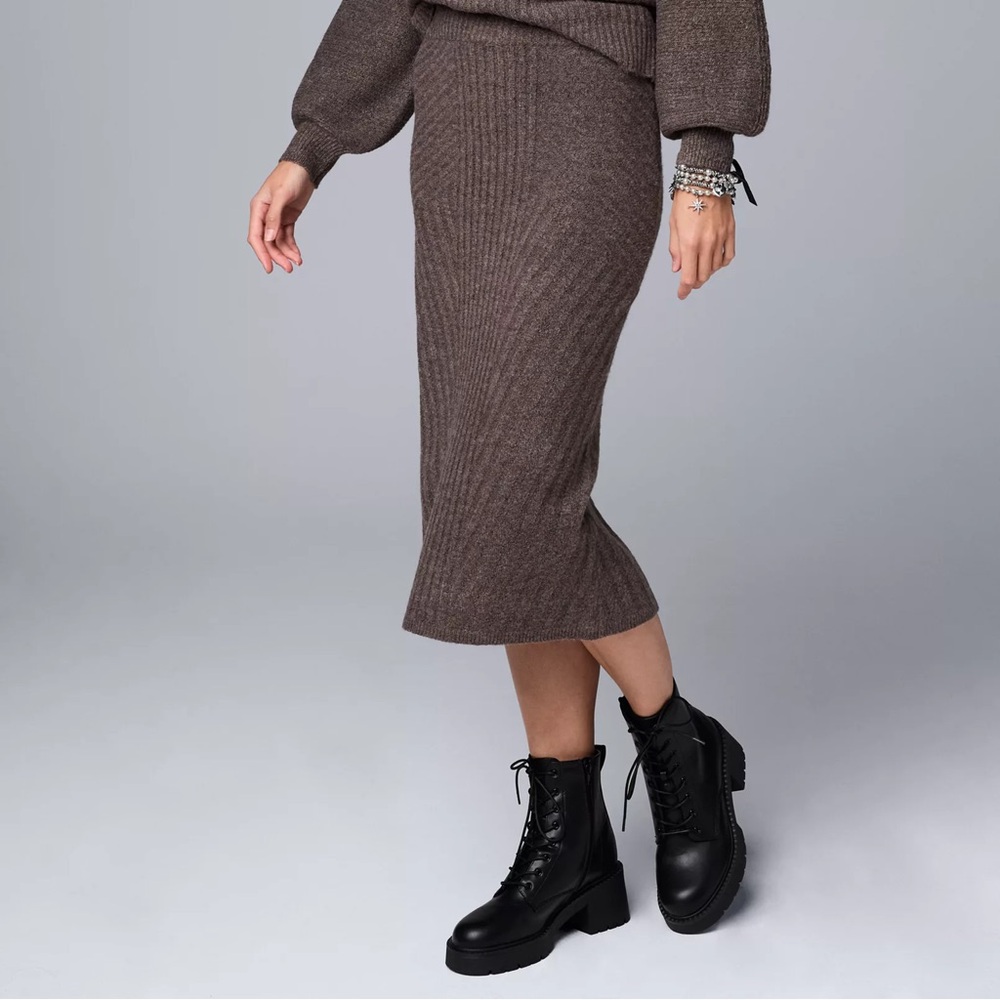 NWT Simply Vera Vera Wang Sweater Pencil Skirt Brown Size XXL